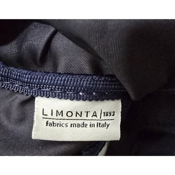 OROBIANCO Nylon Tote Bag Navy w/ Navy/beige webbing & Leather Trim Lg Made Italy - Picture 14 of 16